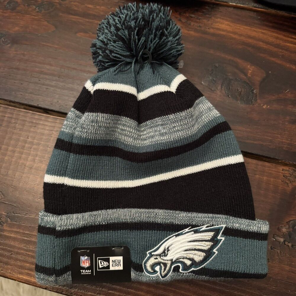 New Era Philadelphia Eagles Striped Pom Beanie
